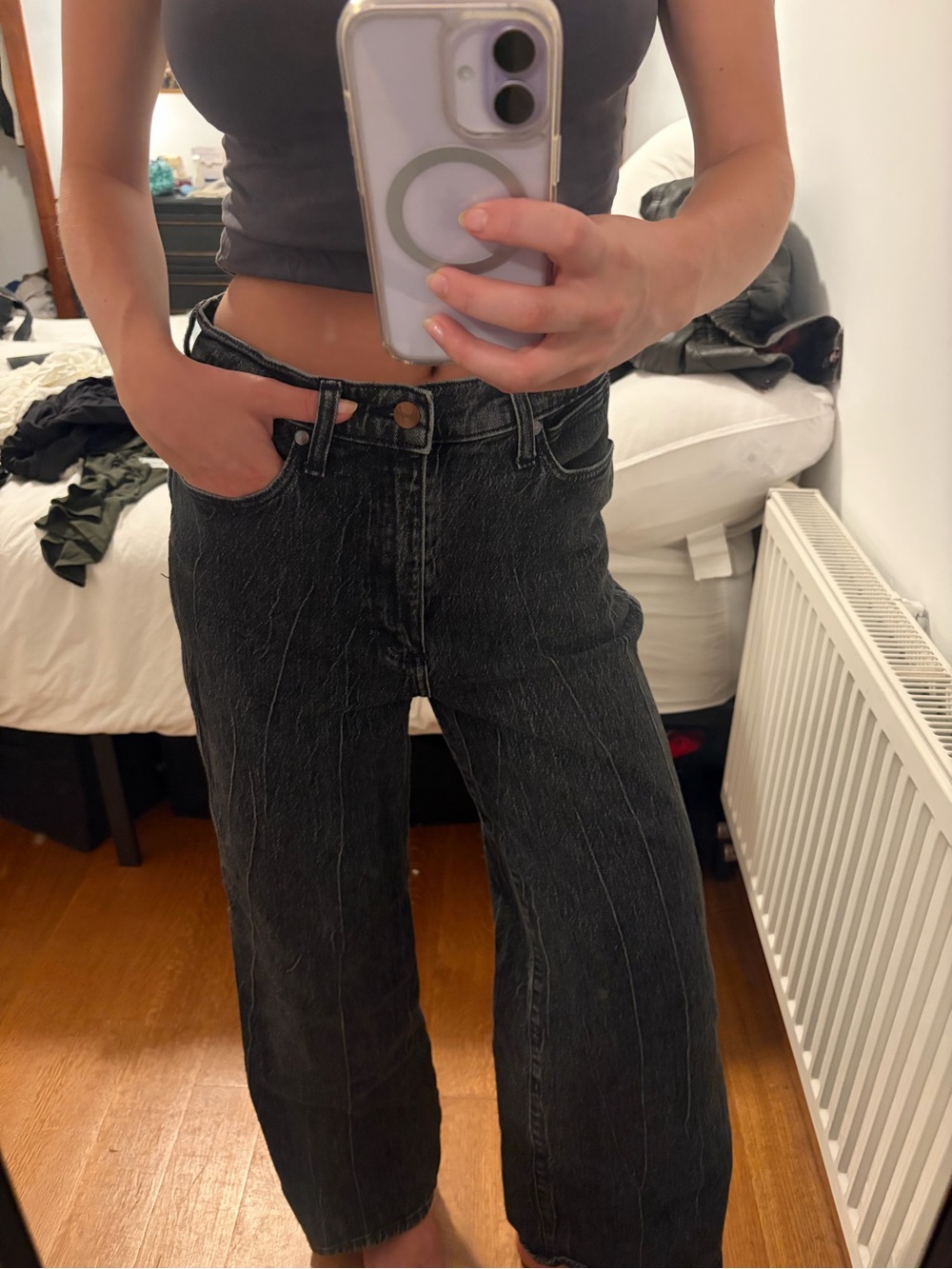 Classic High-Rise Wide Leg Jeans - Black